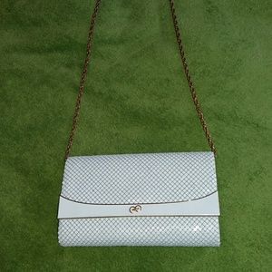 Vintage White Gunmetal Clutch purse